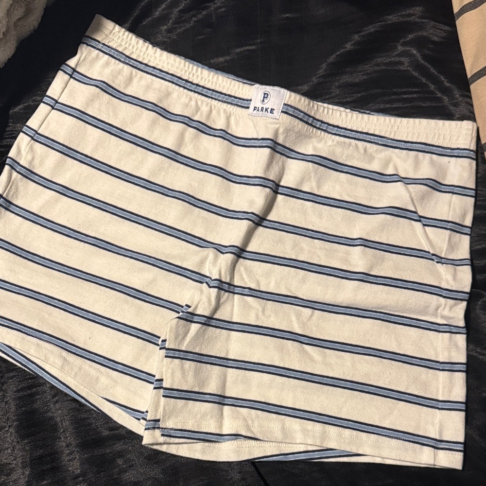 Parke Women's Navy and White Striped Maggie & Emma Collab Shorts